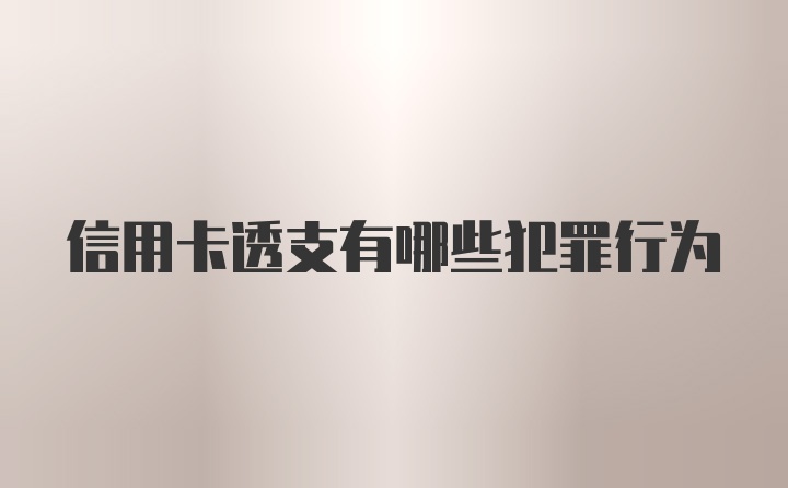 信用卡透支有哪些犯罪行为