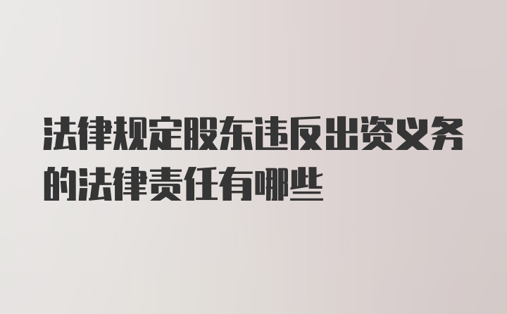 法律规定股东违反出资义务的法律责任有哪些