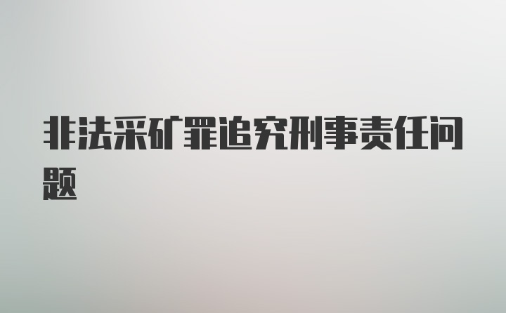 非法采矿罪追究刑事责任问题