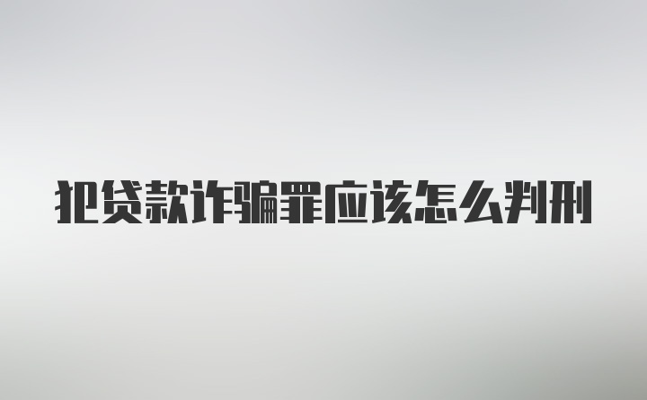 犯贷款诈骗罪应该怎么判刑