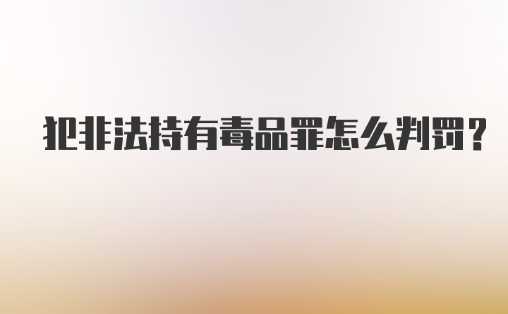 犯非法持有毒品罪怎么判罚？