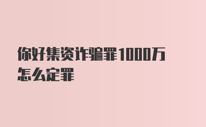 你好集资诈骗罪1000万怎么定罪