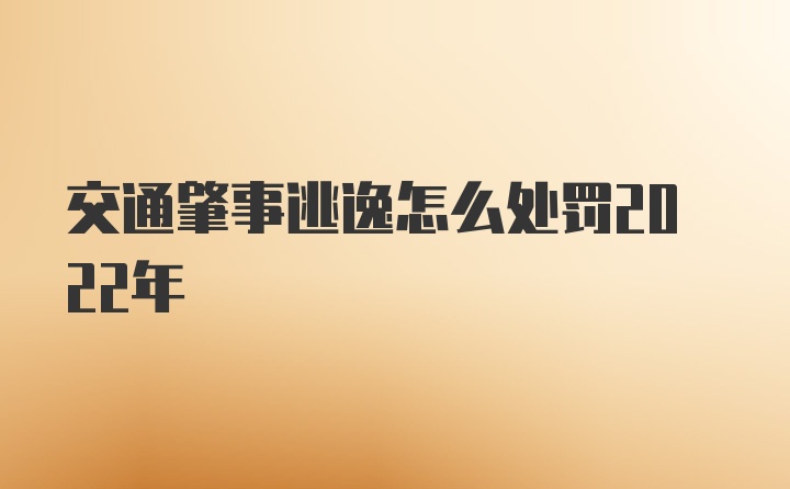 交通肇事逃逸怎么处罚2022年