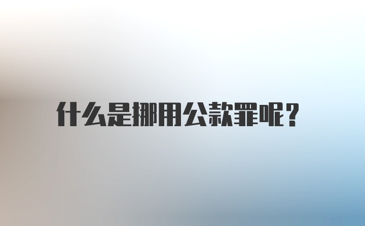 什么是挪用公款罪呢？