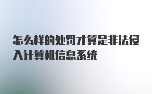 怎么样的处罚才算是非法侵入计算机信息系统