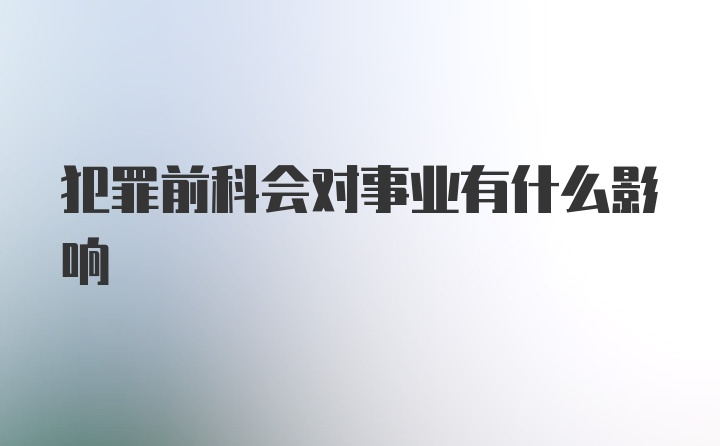 犯罪前科会对事业有什么影响