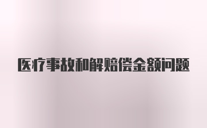 医疗事故和解赔偿金额问题