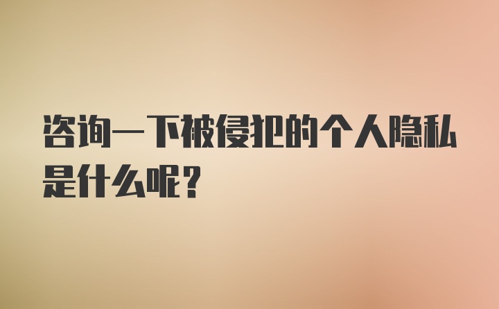 咨询一下被侵犯的个人隐私是什么呢？