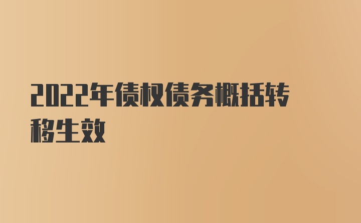 2022年债权债务概括转移生效