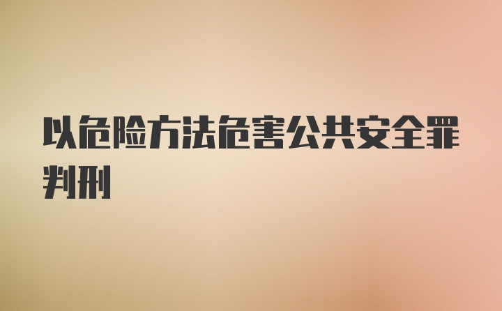 以危险方法危害公共安全罪判刑