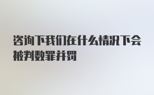 咨询下我们在什么情况下会被判数罪并罚