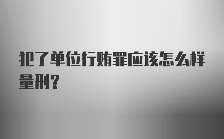 犯了单位行贿罪应该怎么样量刑?