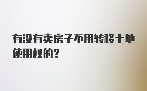 有没有卖房子不用转移土地使用权的？