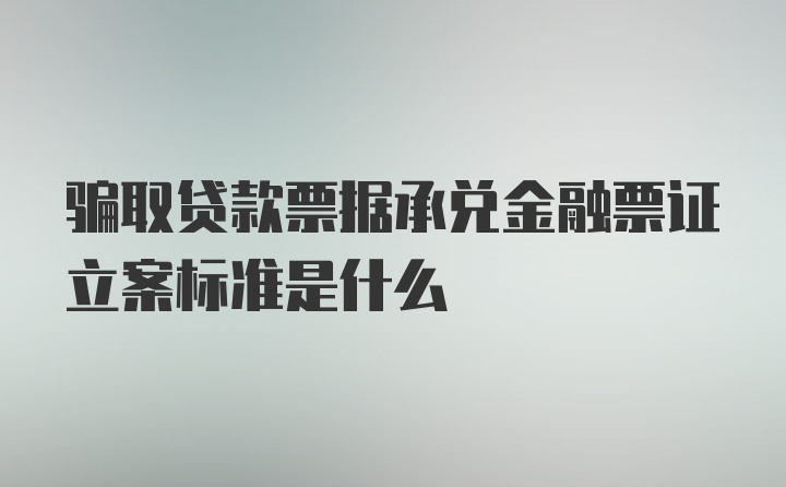 骗取贷款票据承兑金融票证立案标准是什么