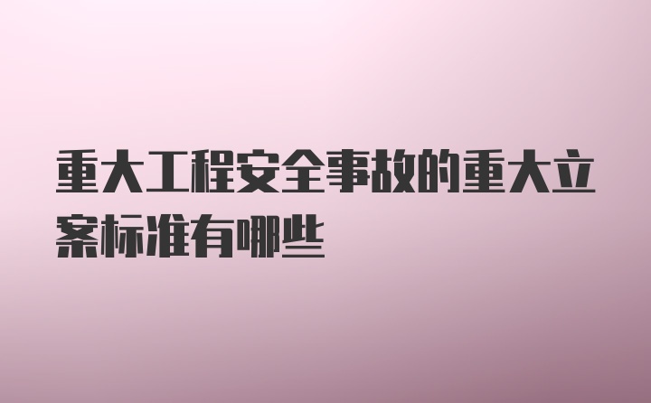 重大工程安全事故的重大立案标准有哪些