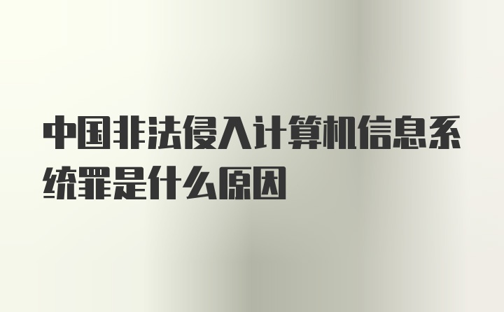 中国非法侵入计算机信息系统罪是什么原因