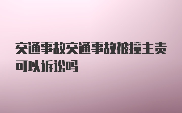 交通事故交通事故被撞主责可以诉讼吗