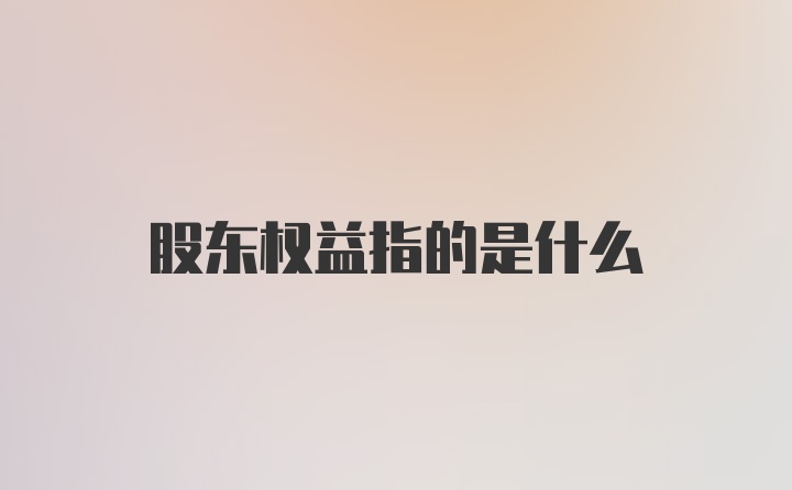 股东权益指的是什么