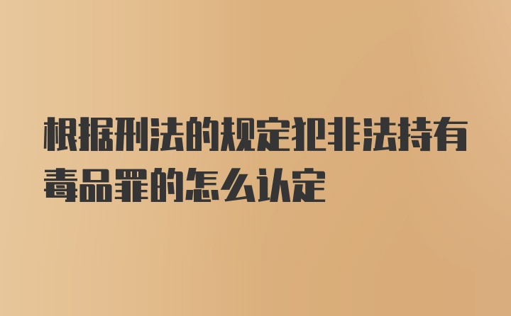 根据刑法的规定犯非法持有毒品罪的怎么认定