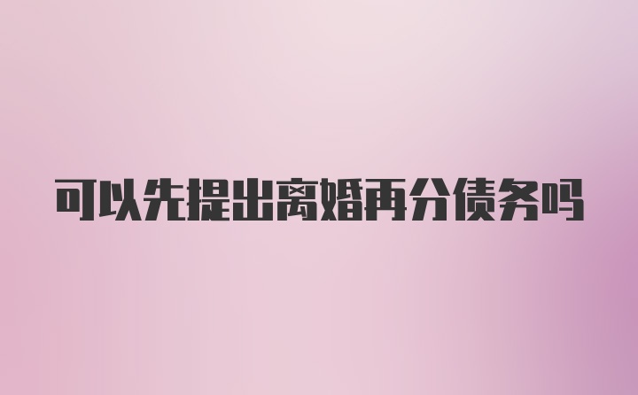 可以先提出离婚再分债务吗