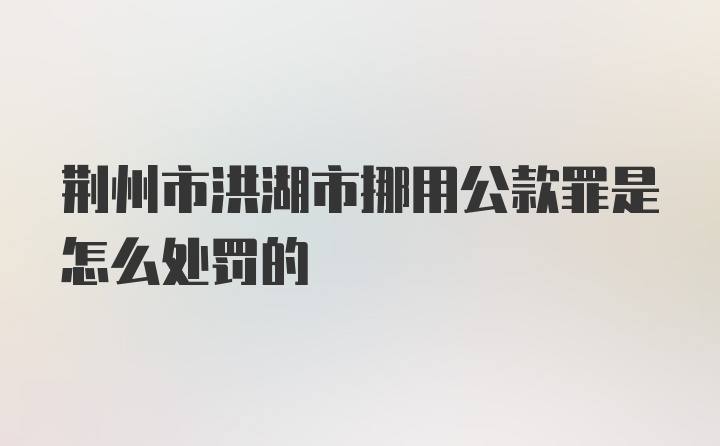 荆州市洪湖市挪用公款罪是怎么处罚的