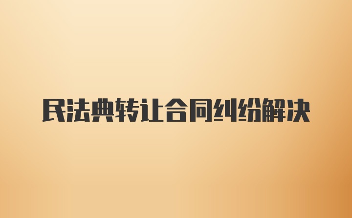 民法典转让合同纠纷解决