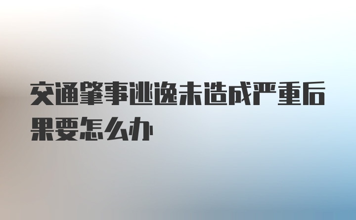 交通肇事逃逸未造成严重后果要怎么办