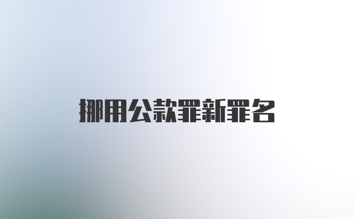 挪用公款罪新罪名