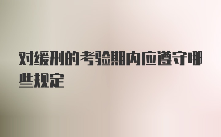 对缓刑的考验期内应遵守哪些规定