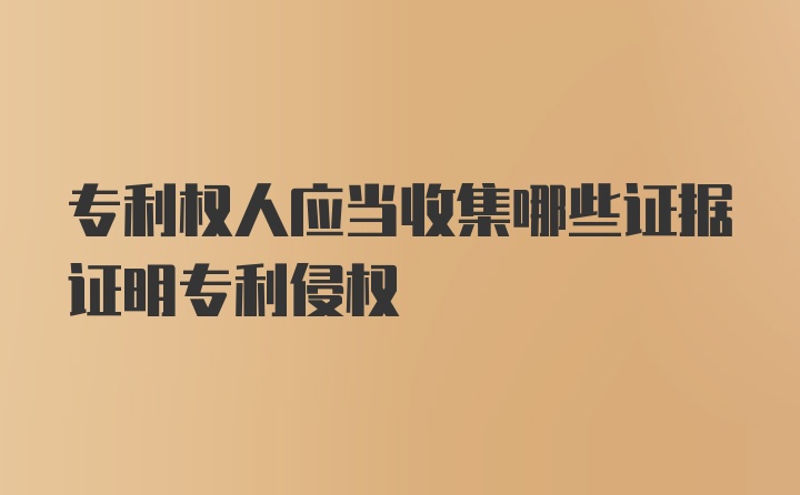 专利权人应当收集哪些证据证明专利侵权