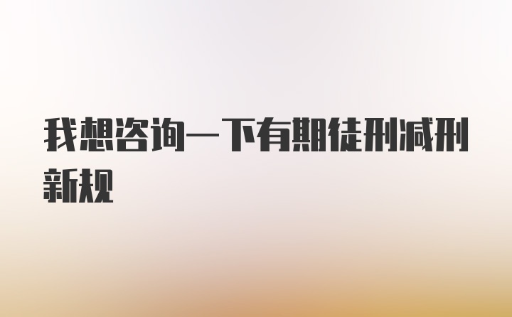 我想咨询一下有期徒刑减刑新规