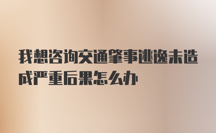 我想咨询交通肇事逃逸未造成严重后果怎么办