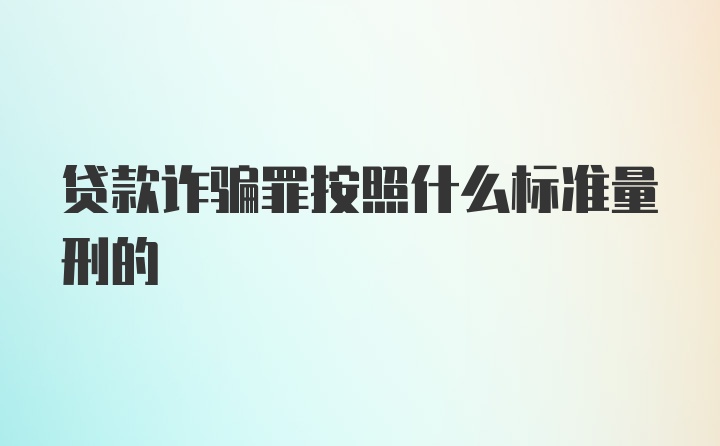 贷款诈骗罪按照什么标准量刑的