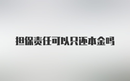 担保责任可以只还本金吗