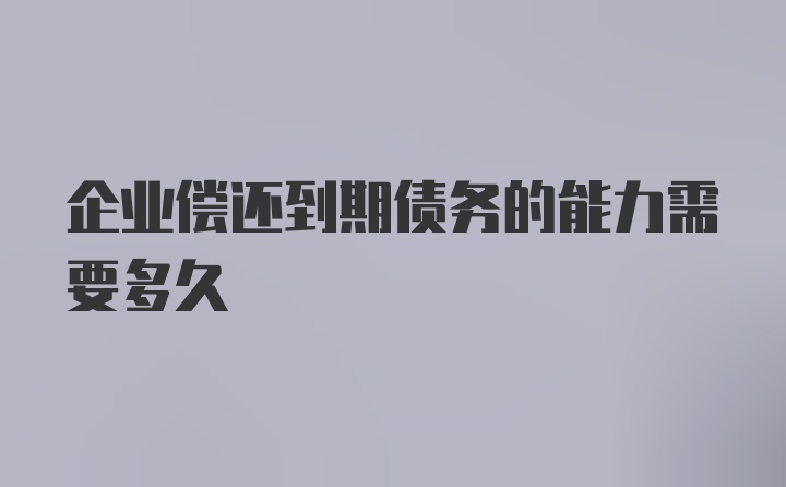 企业偿还到期债务的能力需要多久