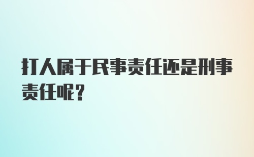 打人属于民事责任还是刑事责任呢？