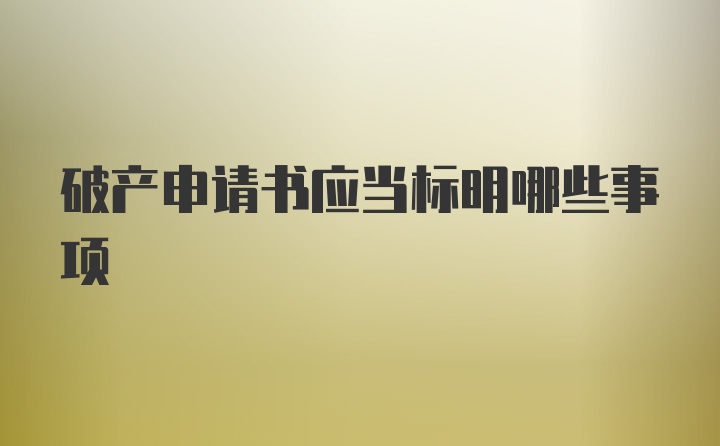 破产申请书应当标明哪些事项