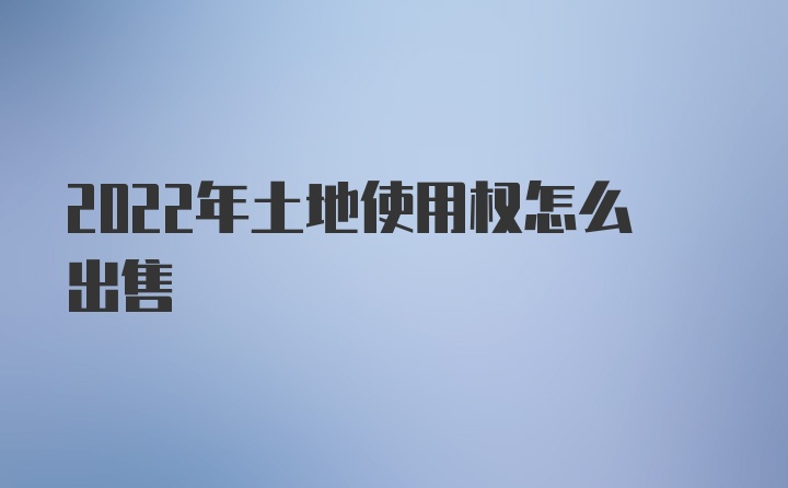 2022年土地使用权怎么出售