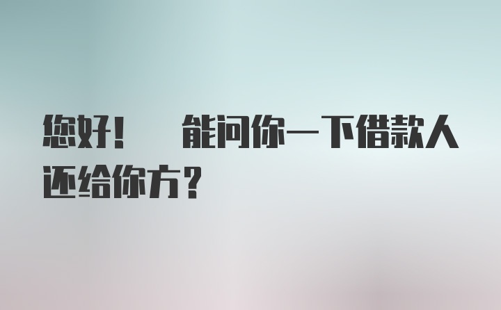 您好! 能问你一下借款人还给你方?