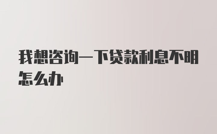 我想咨询一下贷款利息不明怎么办