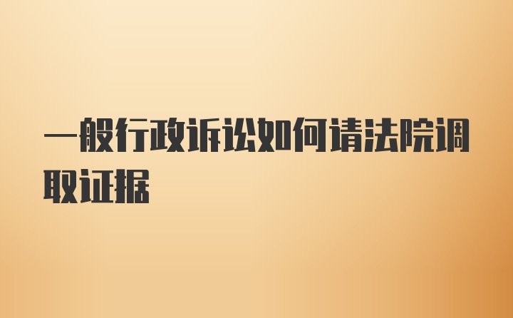 一般行政诉讼如何请法院调取证据