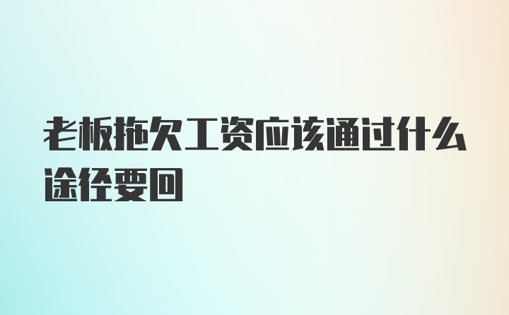 老板拖欠工资应该通过什么途径要回