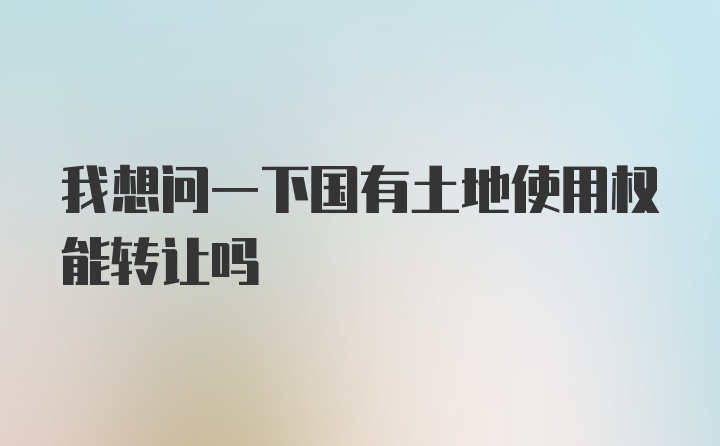 我想问一下国有土地使用权能转让吗