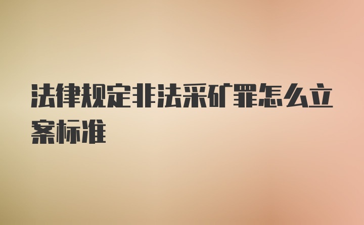 法律规定非法采矿罪怎么立案标准