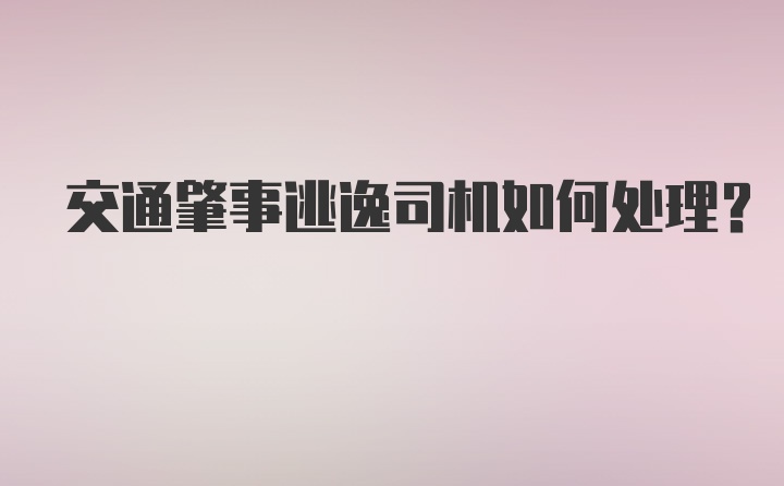 交通肇事逃逸司机如何处理？