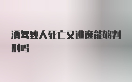 酒驾致人死亡又逃逸能够判刑吗