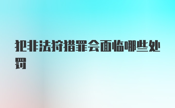 犯非法狩猎罪会面临哪些处罚