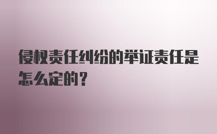 侵权责任纠纷的举证责任是怎么定的？