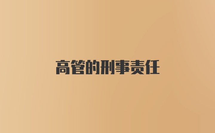 高管的刑事责任