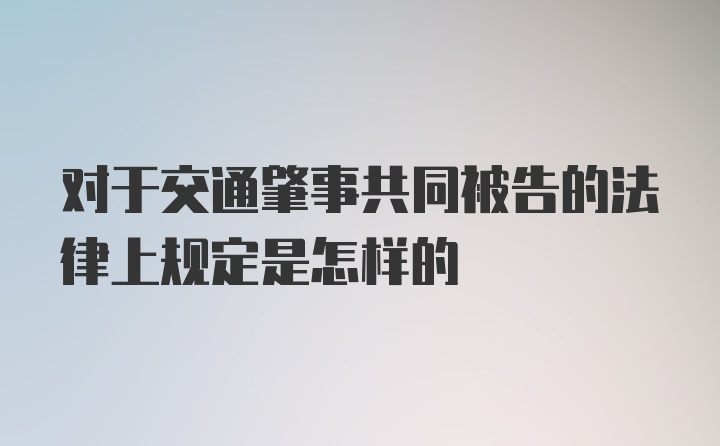 对于交通肇事共同被告的法律上规定是怎样的